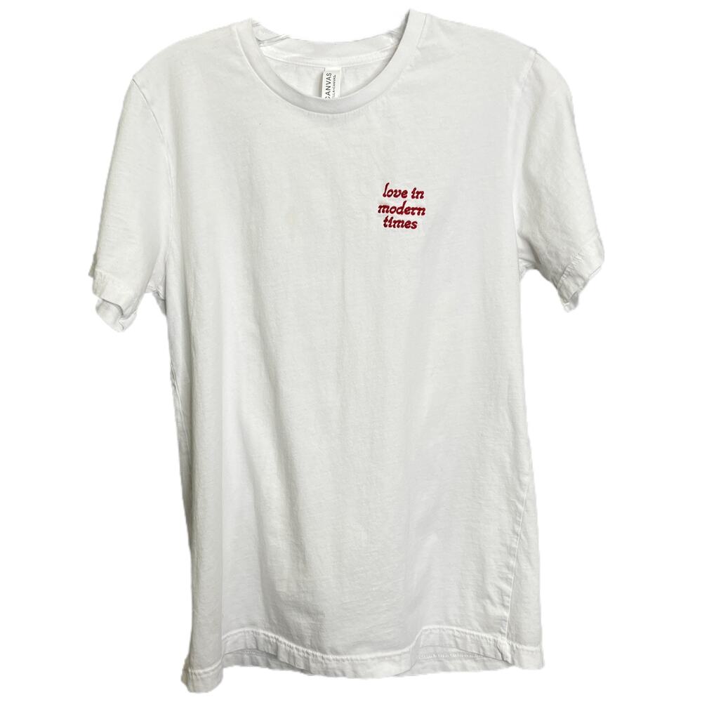 Bella + Canvas Short Sleeve Tee "Love In Modern Time" White Cotton T-Shirt Sz M